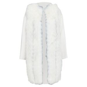 FENDI cream fox fur double faced cashmere long coat IT36 XXS